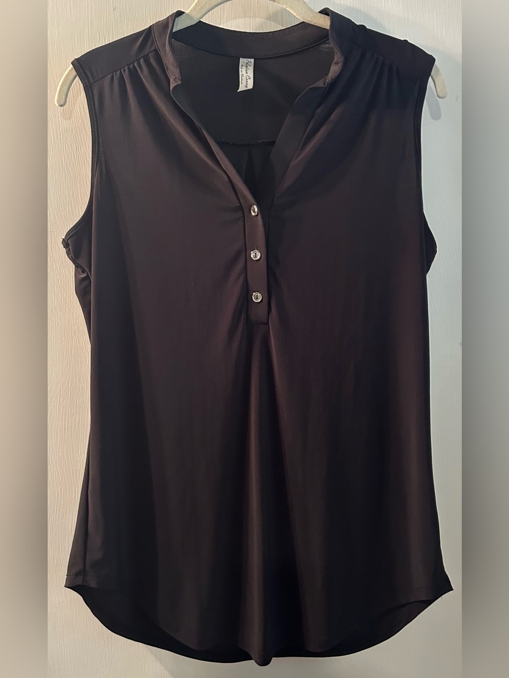 PerSeption Concept Black Sleeveless Button-Front Blouse Size L